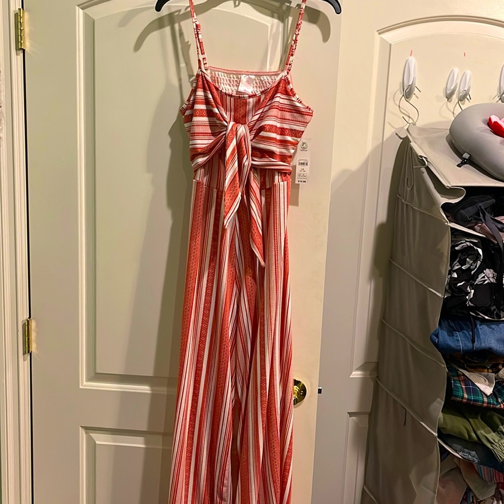 Burnt orange and white jumpsuit